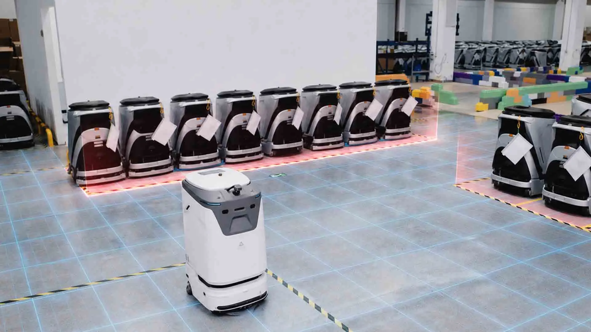 C4 units staged on a warehouse floor