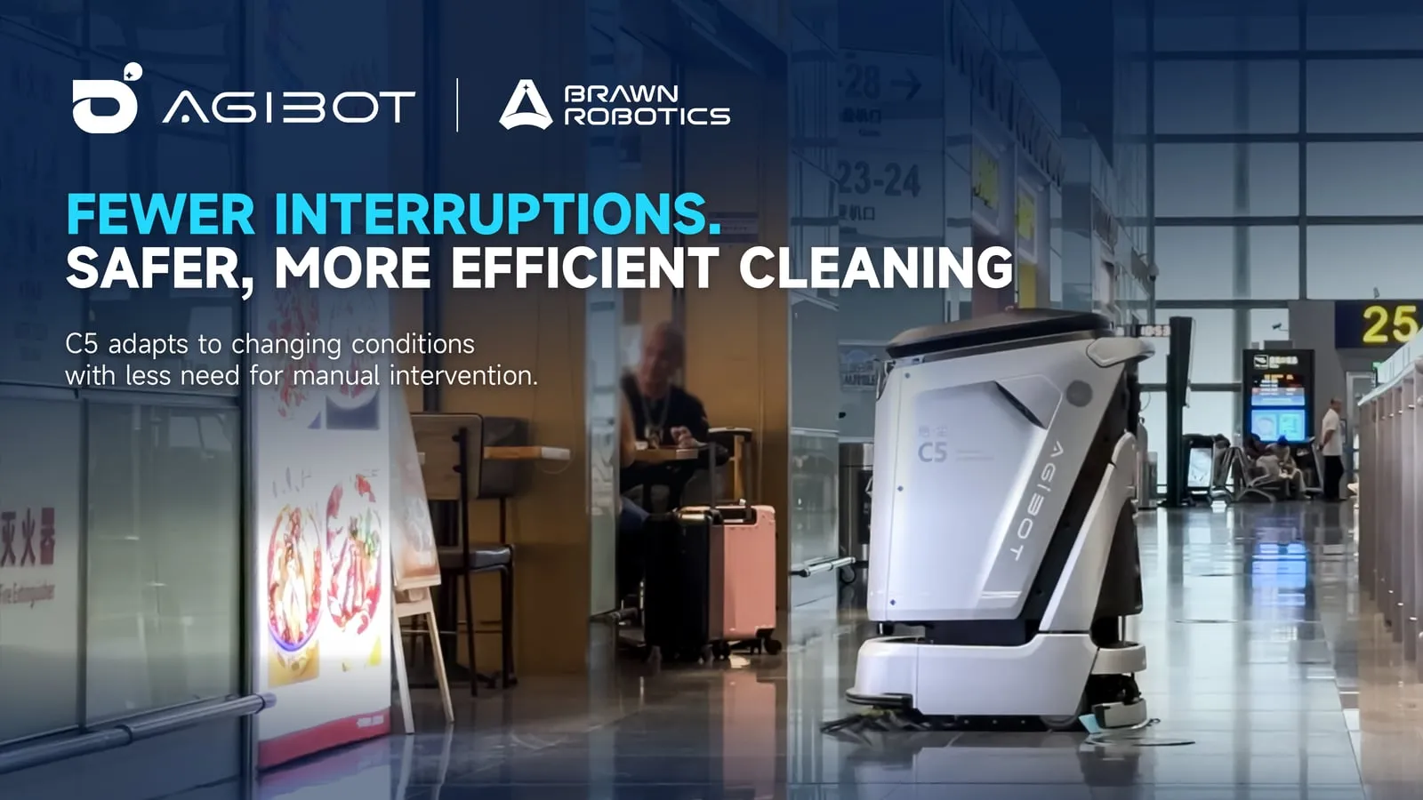 Poster: fewer interruptions, safer and more efficient cleaning — the C5 at work in an airport concourse